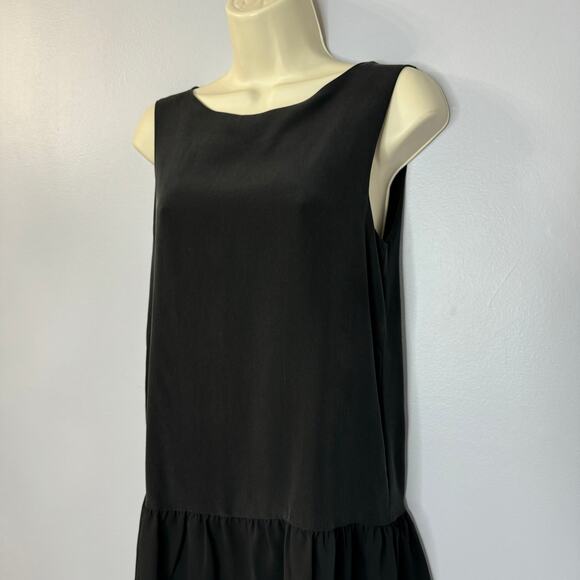 Anine Bing Silk Shift Mini Dress Ruffle Hem Romantic Casual Wardrobe Staple XS - Picture 5 of 13